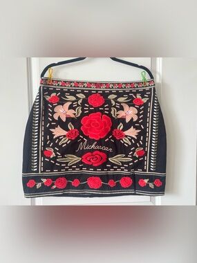 Herencia Collection XL Embroidered Floral Michoacán Mini Skirt NWT
